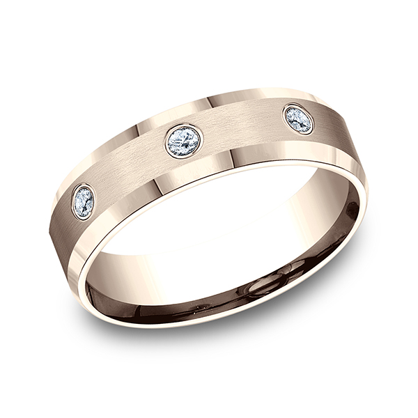 14K Rose Gold Comfort-Fit 0.18ctw Diamond Wedding Ring Band
